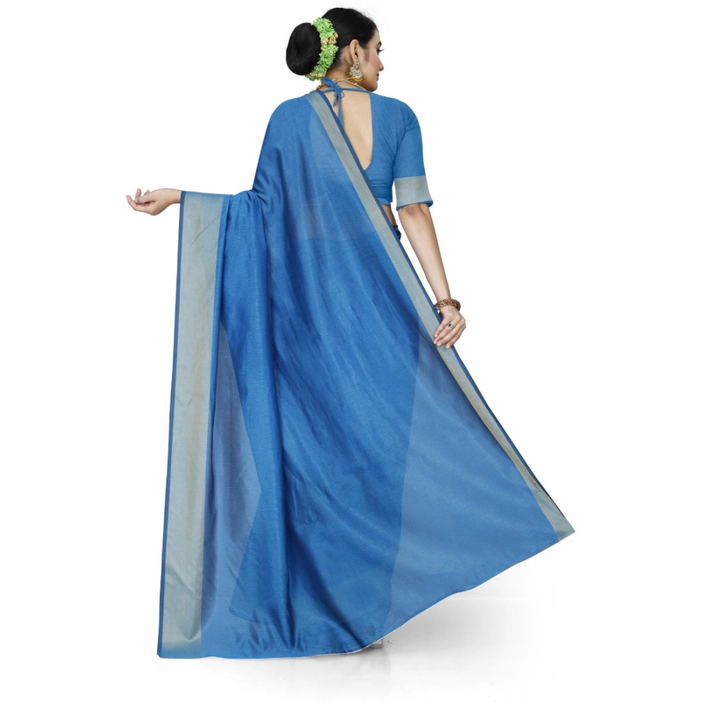 generic women's cotton silk self design saree with unstitched blouse 5.5mtr (light blue) generic women's cotton silk self design saree with unstitched blouse 5.5mtr (light blue)