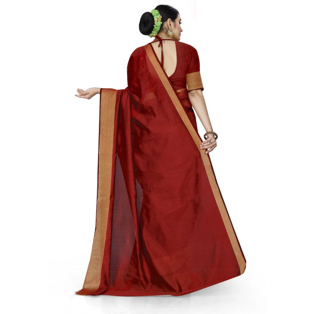 generic women's cotton silk self design saree with unstitched blouse 5.5mtr (red) generic women's cotton silk self design saree with unstitched blouse 5.5mtr (red)
