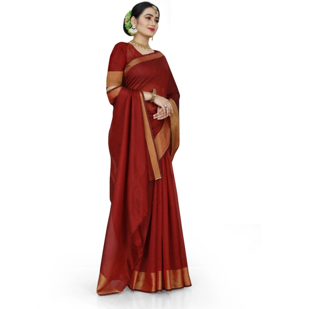 generic women's cotton silk self design saree with unstitched blouse 5.5mtr (red) generic women's cotton silk self design saree with unstitched blouse 5.5mtr (red)