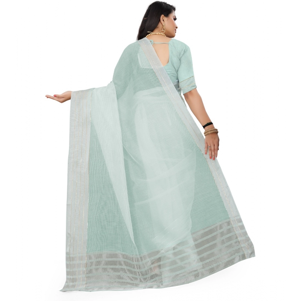 generic women's cotton jute self design saree with unstitched blouse 5.5mtr (sky blue) generic women's cotton jute self design saree with unstitched blouse 5.5mtr (sky blue)