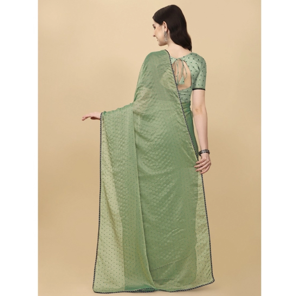 generic women's silk blend embellished saree with unstitched blouse 5.5mtr (light green) generic women's silk blend embellished saree with unstitched blouse 5.5mtr (light green)