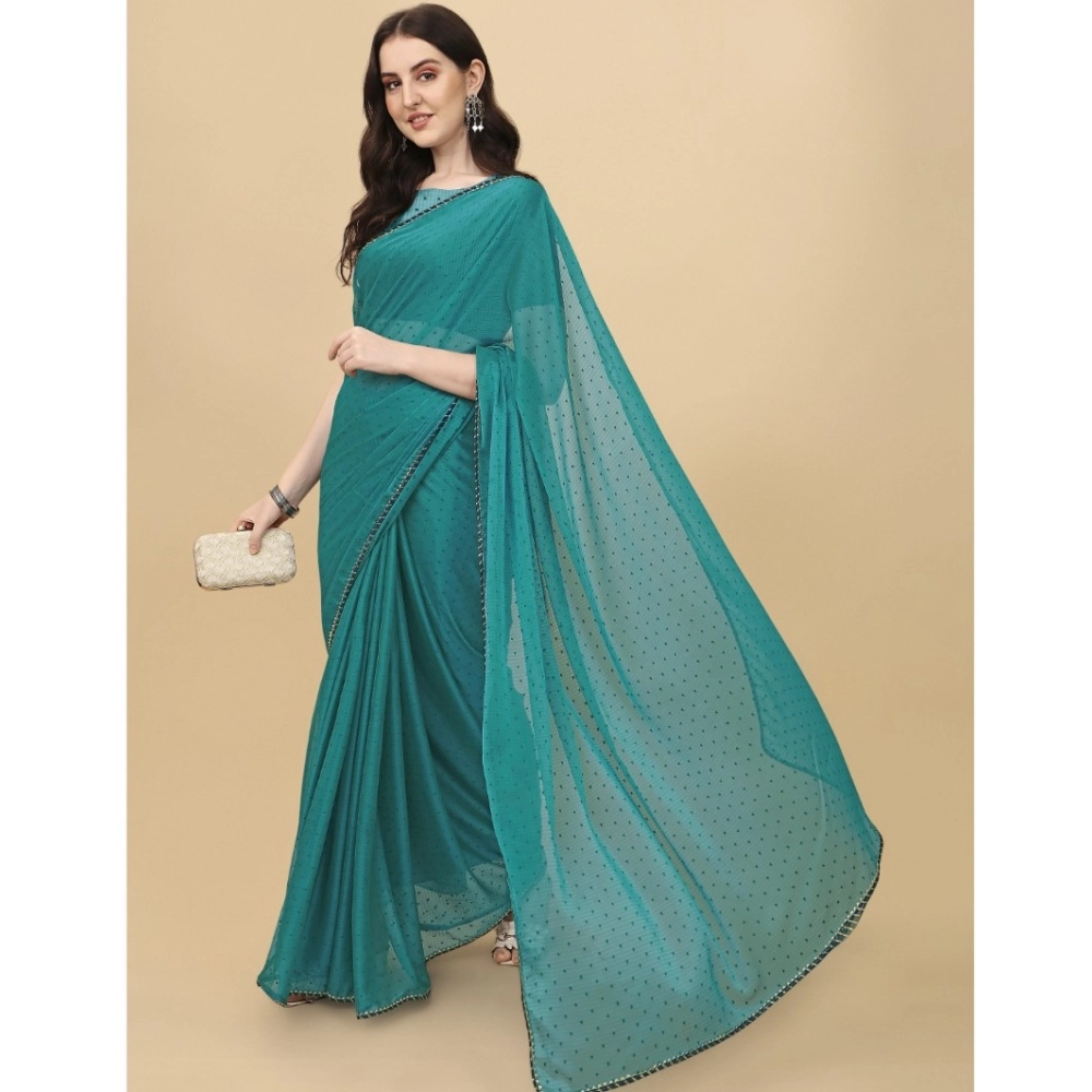 generic women's silk blend embellished saree with unstitched blouse 5.5mtr (blue) generic women's silk blend embellished saree with unstitched blouse 5.5mtr (blue)