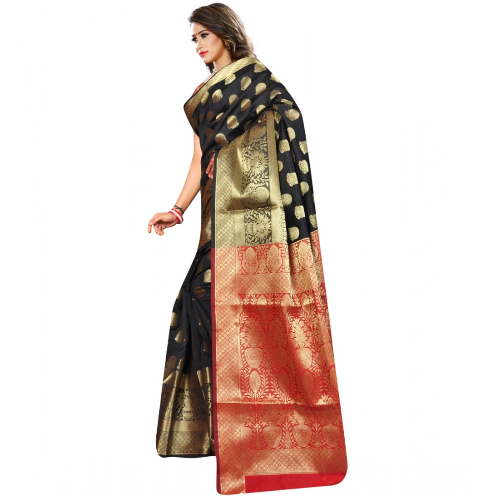 generic women's jacquard woven saree with unstitched blouse 5.5mtr (black) generic women's jacquard woven saree with unstitched blouse 5.5mtr (black)