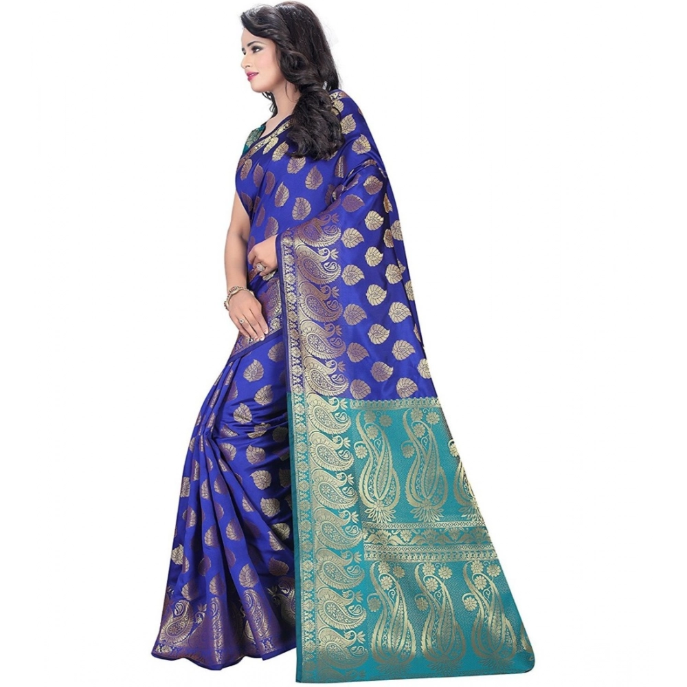 generic women's jacquard woven saree with unstitched blouse 5.5mtr (blue) generic women's jacquard woven saree with unstitched blouse 5.5mtr (blue)