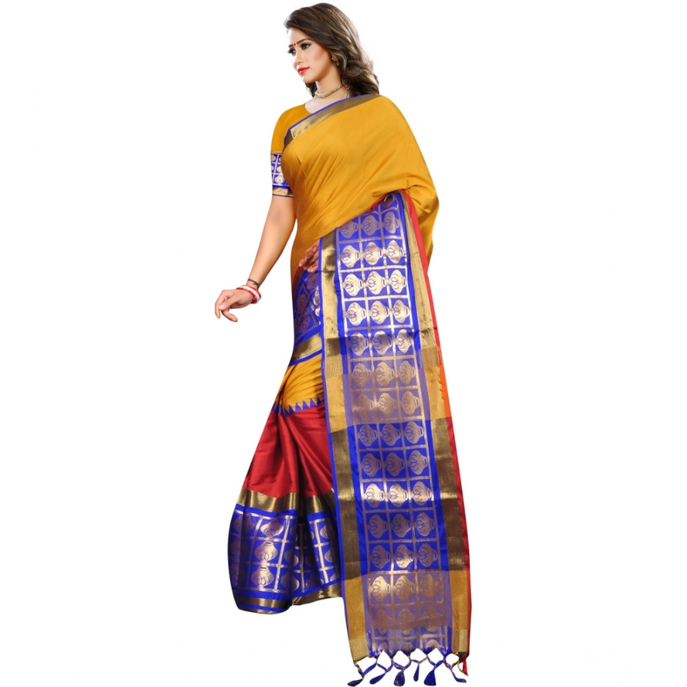 generic women's jacquard woven saree with unstitched blouse 5.5mtr (mustard) generic women's jacquard woven saree with unstitched blouse 5.5mtr (mustard)