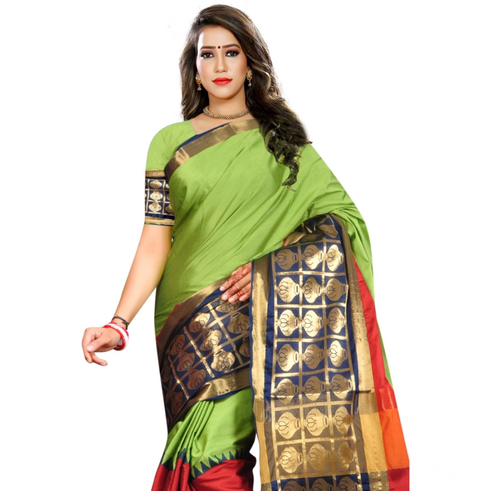 generic women's jacquard woven saree with unstitched blouse 5.5mtr (light green) generic women's jacquard woven saree with unstitched blouse 5.5mtr (light green)