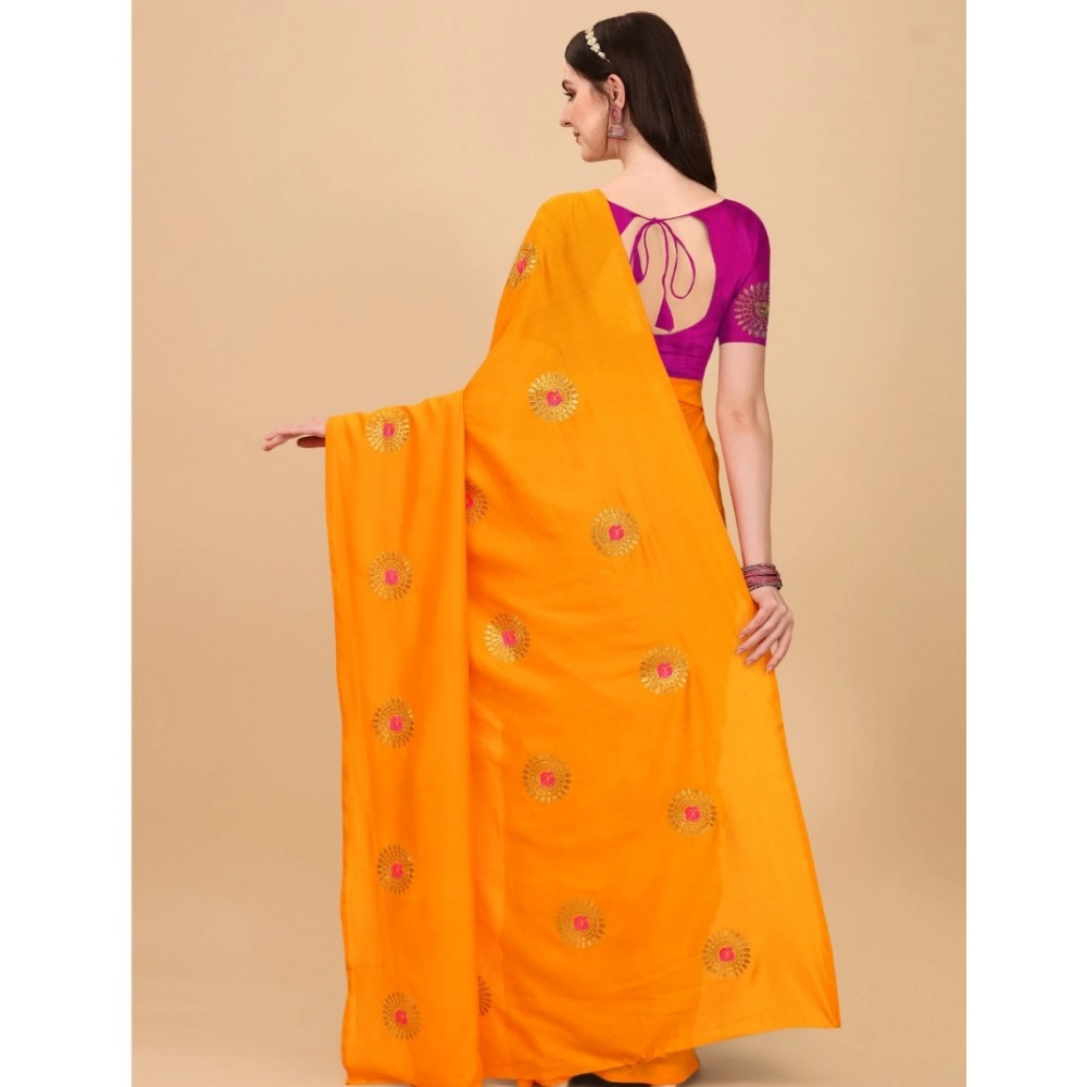 generic women's silk blend embroidered saree with unstitched blouse 5.5mtr (yellow) generic women's silk blend embroidered saree with unstitched blouse 5.5mtr (yellow)