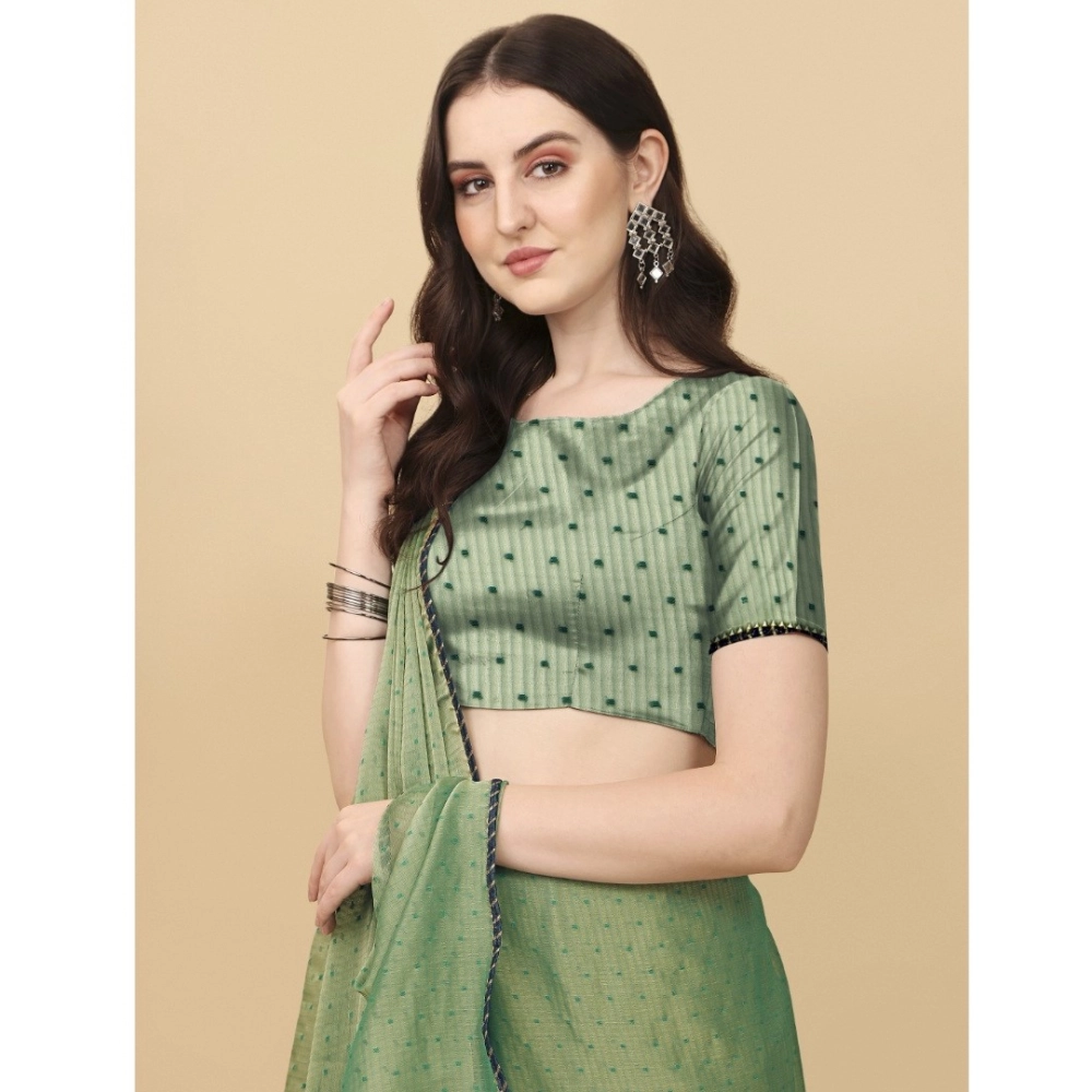 generic women's silk blend embellished saree with unstitched blouse 5.5mtr (light green) generic women's silk blend embellished saree with unstitched blouse 5.5mtr (light green)