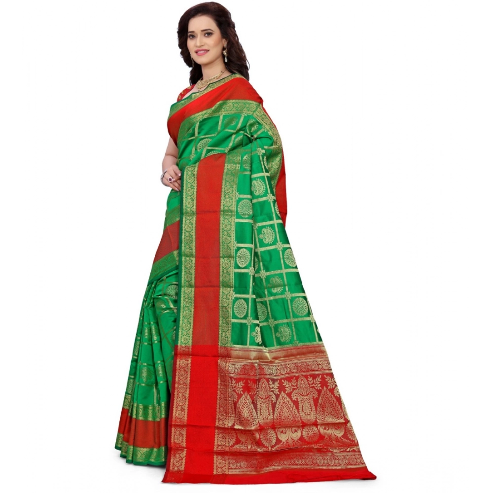 generic women's jacquard woven saree with unstitched blouse 5.5mtr (green) generic women's jacquard woven saree with unstitched blouse 5.5mtr (green)