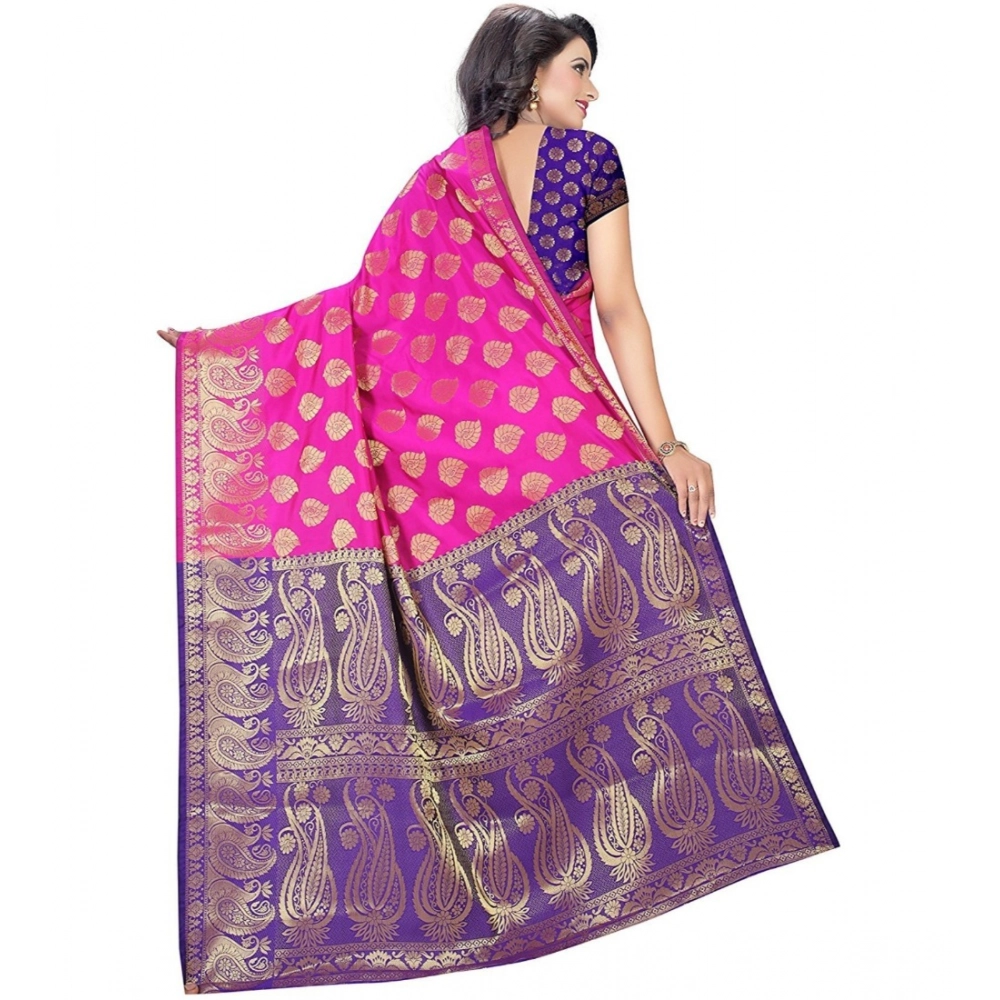 generic women's jacquard woven saree with unstitched blouse 5.5mtr (pink) generic women's jacquard woven saree with unstitched blouse 5.5mtr (pink)