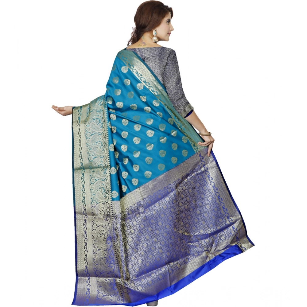 generic women's jacquard woven saree with unstitched blouse 5.5mtr (blue) generic women's jacquard woven saree with unstitched blouse 5.5mtr (blue)