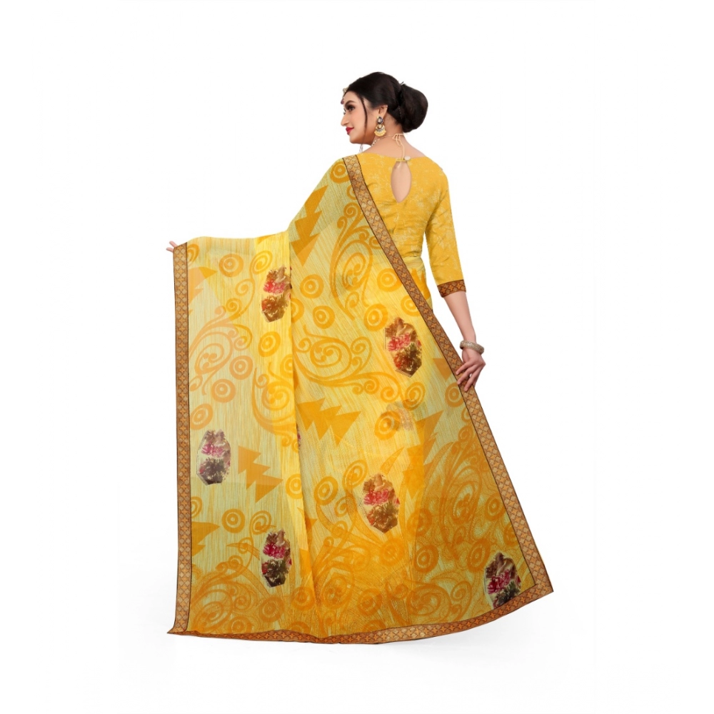 generic women's georgette floral print saree with unstitched blouse 5.5mtr (yellow) generic women's georgette floral print saree with unstitched blouse 5.5mtr (yellow)