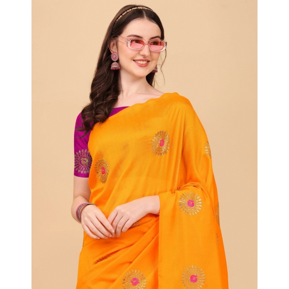 generic women's silk blend embroidered saree with unstitched blouse 5.5mtr (yellow) generic women's silk blend embroidered saree with unstitched blouse 5.5mtr (yellow)