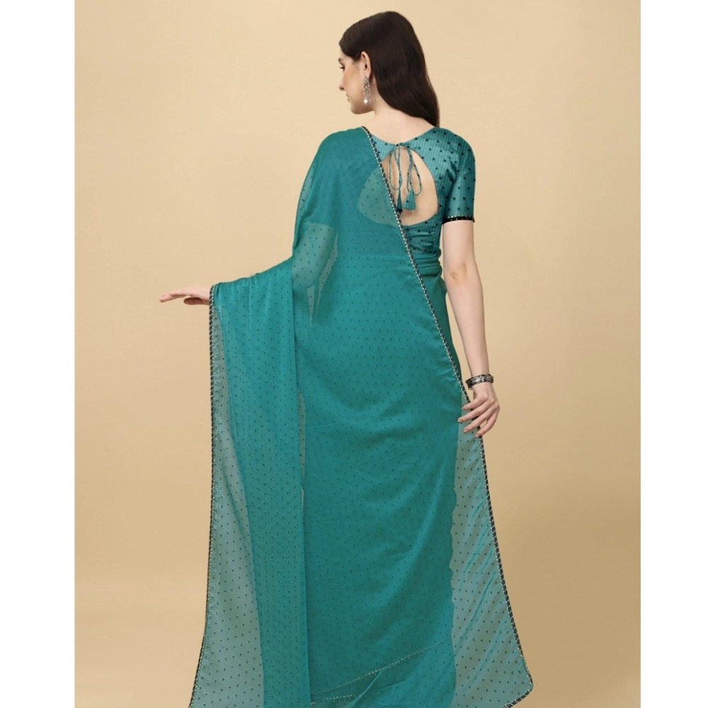 generic women's silk blend embellished saree with unstitched blouse 5.5mtr (blue) generic women's silk blend embellished saree with unstitched blouse 5.5mtr (blue)