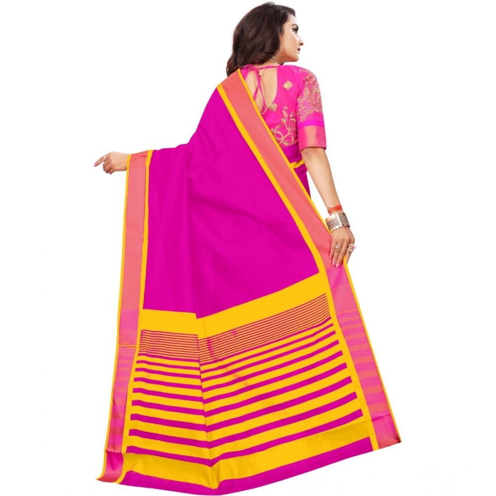 generic women's jacquard woven saree with unstitched blouse 5.5mtr (pink) generic women's jacquard woven saree with unstitched blouse 5.5mtr (pink)