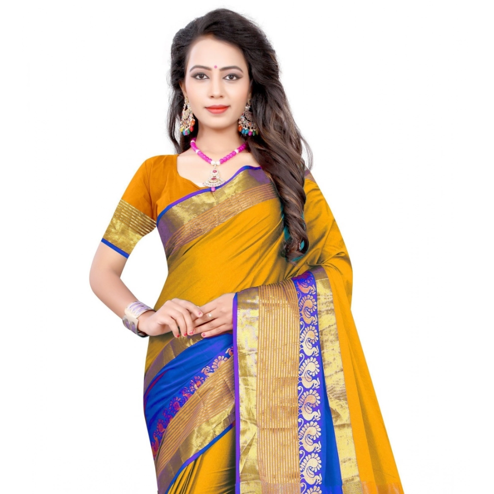 generic women's jacquard woven saree with unstitched blouse 5.5mtr (yellow) generic women's jacquard woven saree with unstitched blouse 5.5mtr (yellow)