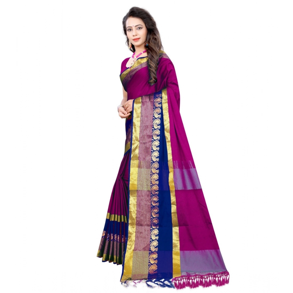 generic women's jacquard woven saree with unstitched blouse 5.5mtr (purple) generic women's jacquard woven saree with unstitched blouse 5.5mtr (purple)