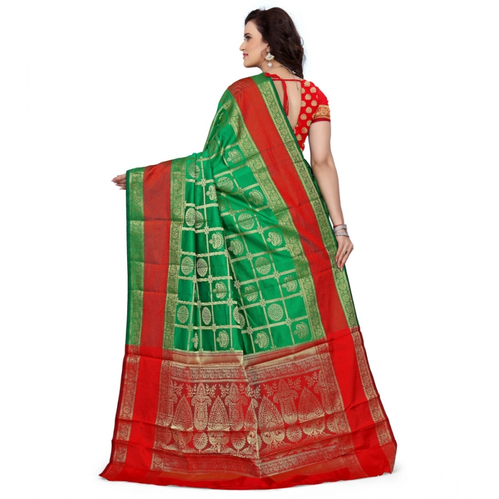 generic women's jacquard woven saree with unstitched blouse 5.5mtr (green) generic women's jacquard woven saree with unstitched blouse 5.5mtr (green)