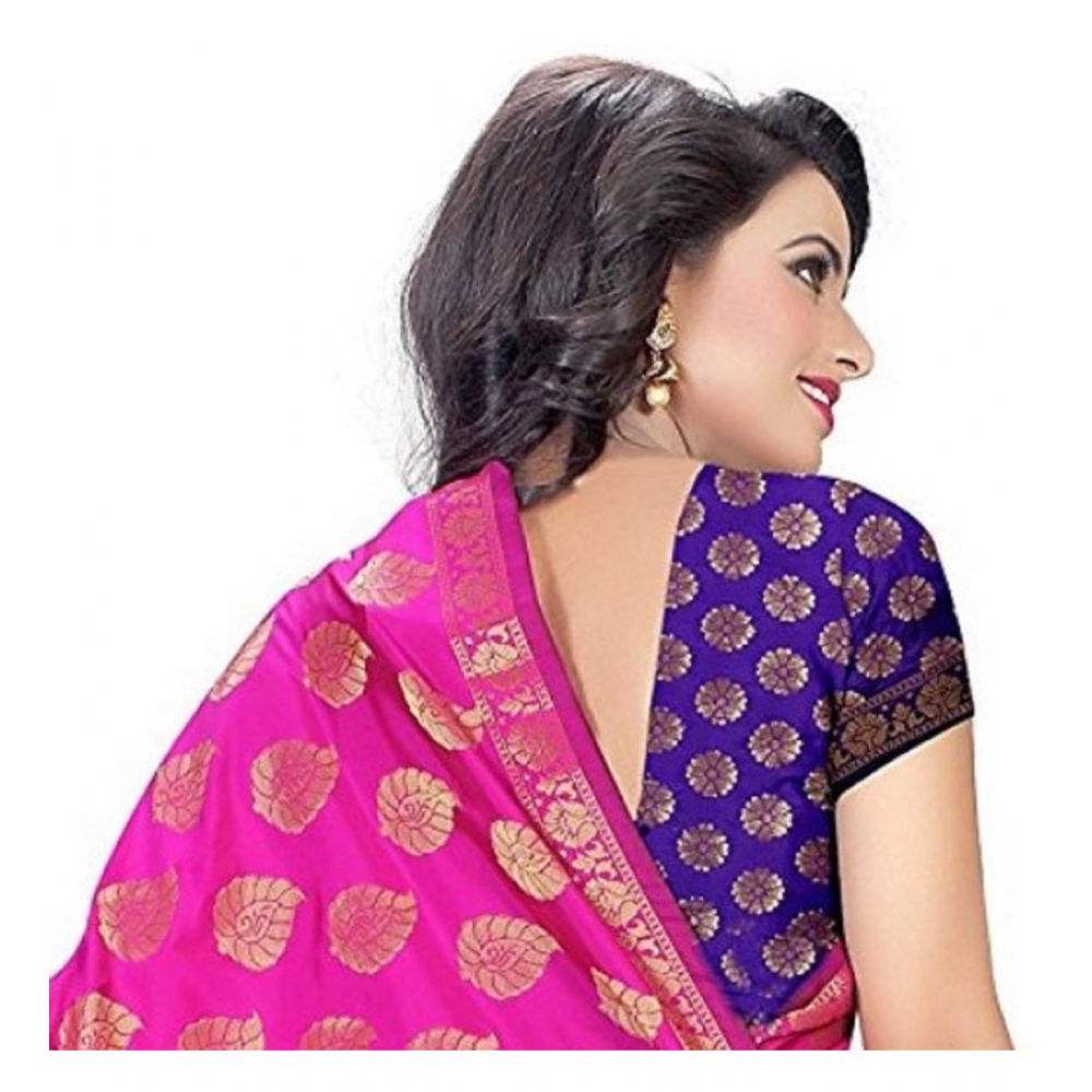 generic women's jacquard woven saree with unstitched blouse 5.5mtr (pink) generic women's jacquard woven saree with unstitched blouse 5.5mtr (pink)