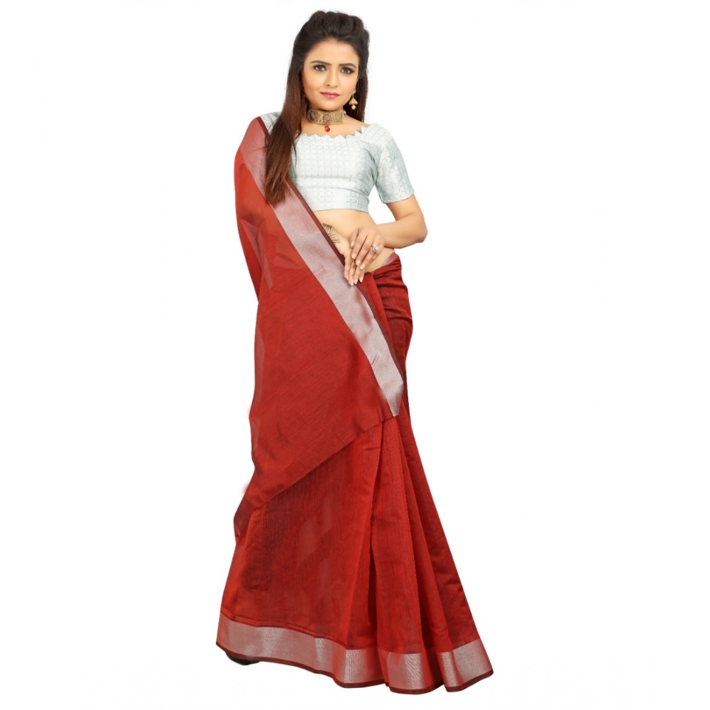 generic women's cotton silk self design saree with unstitched blouse 5.5mtr (red) generic women's cotton silk self design saree with unstitched blouse 5.5mtr (red)
