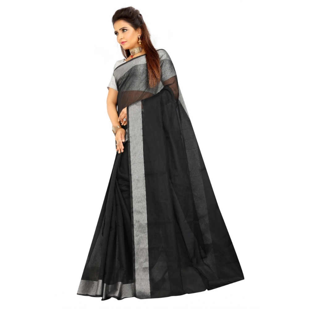 generic women's cotton silk self design saree with unstitched blouse 5.5mtr (black) generic women's cotton silk self design saree with unstitched blouse 5.5mtr (black)