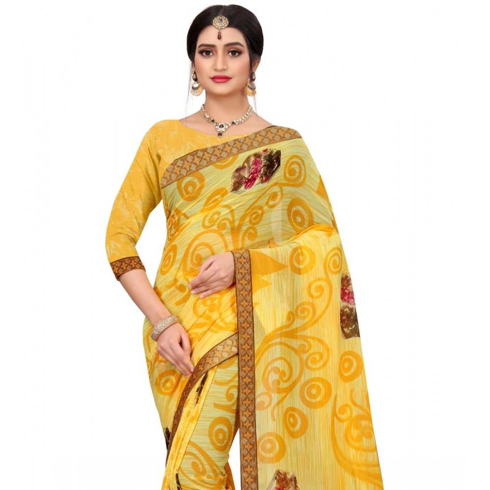 generic women's georgette floral print saree with unstitched blouse 5.5mtr (yellow) generic women's georgette floral print saree with unstitched blouse 5.5mtr (yellow)