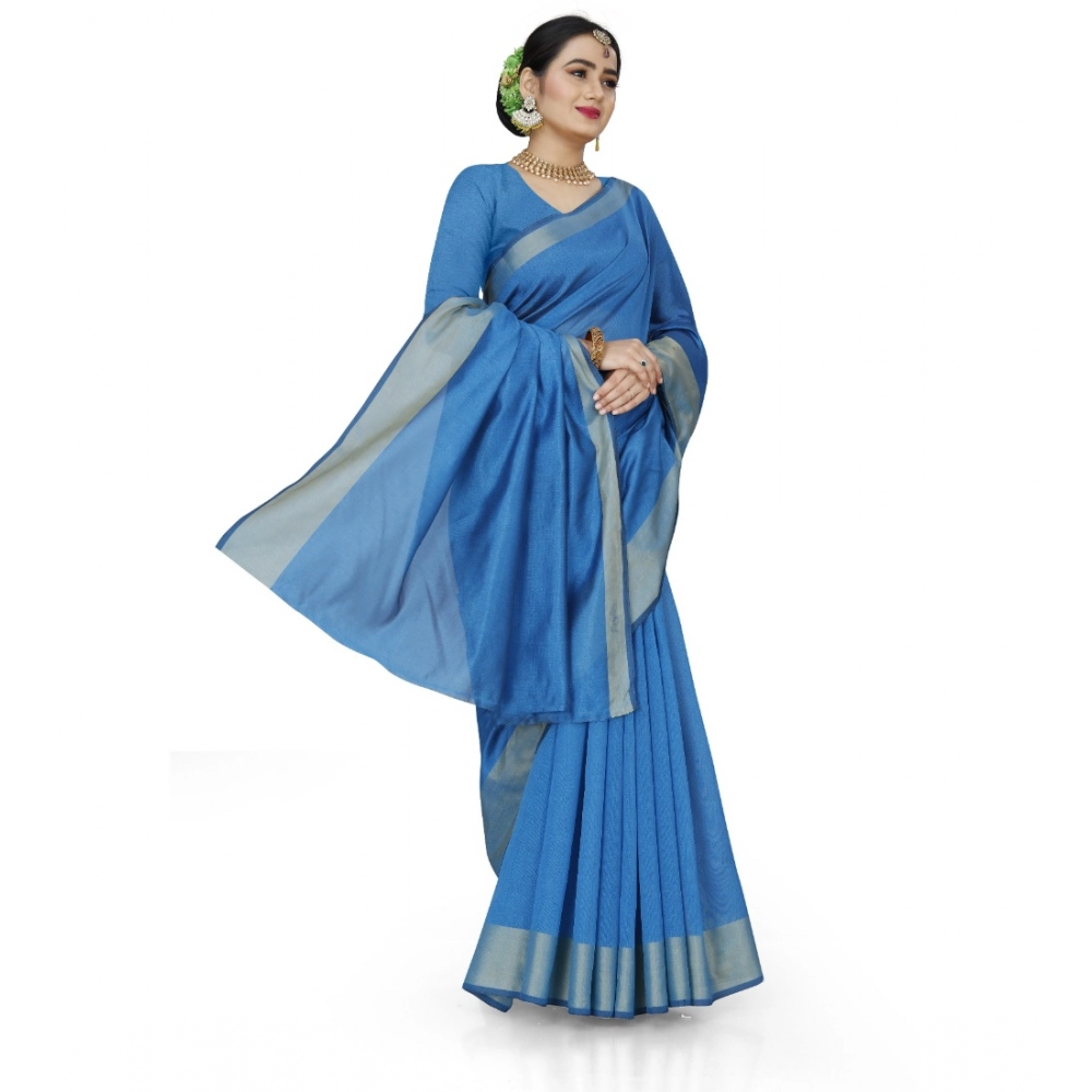 generic women's cotton silk self design saree with unstitched blouse 5.5mtr (light blue) generic women's cotton silk self design saree with unstitched blouse 5.5mtr (light blue)