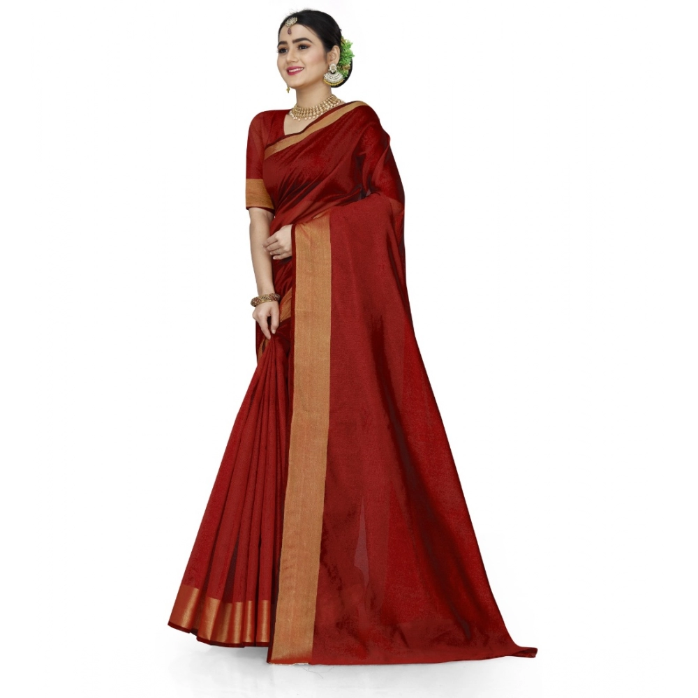generic women's cotton silk self design saree with unstitched blouse 5.5mtr (red) generic women's cotton silk self design saree with unstitched blouse 5.5mtr (red)