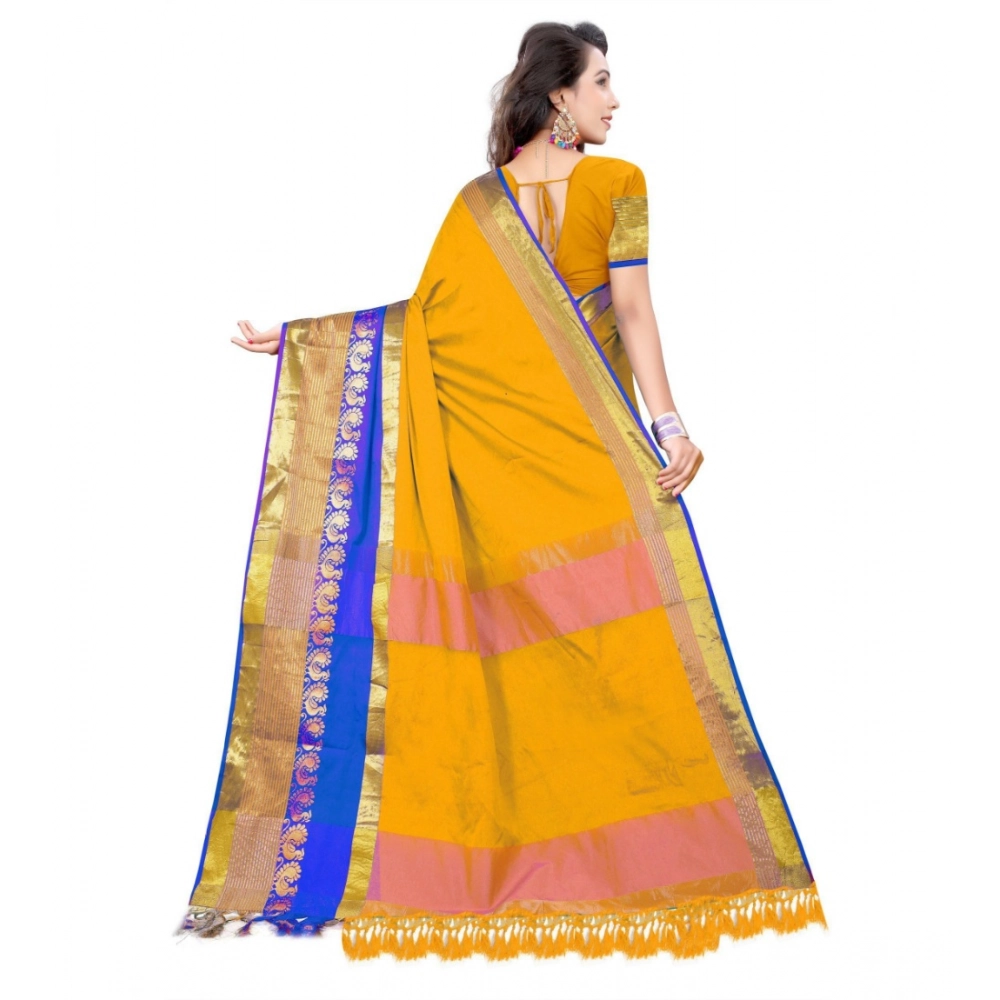 generic women's jacquard woven saree with unstitched blouse 5.5mtr (yellow) generic women's jacquard woven saree with unstitched blouse 5.5mtr (yellow)