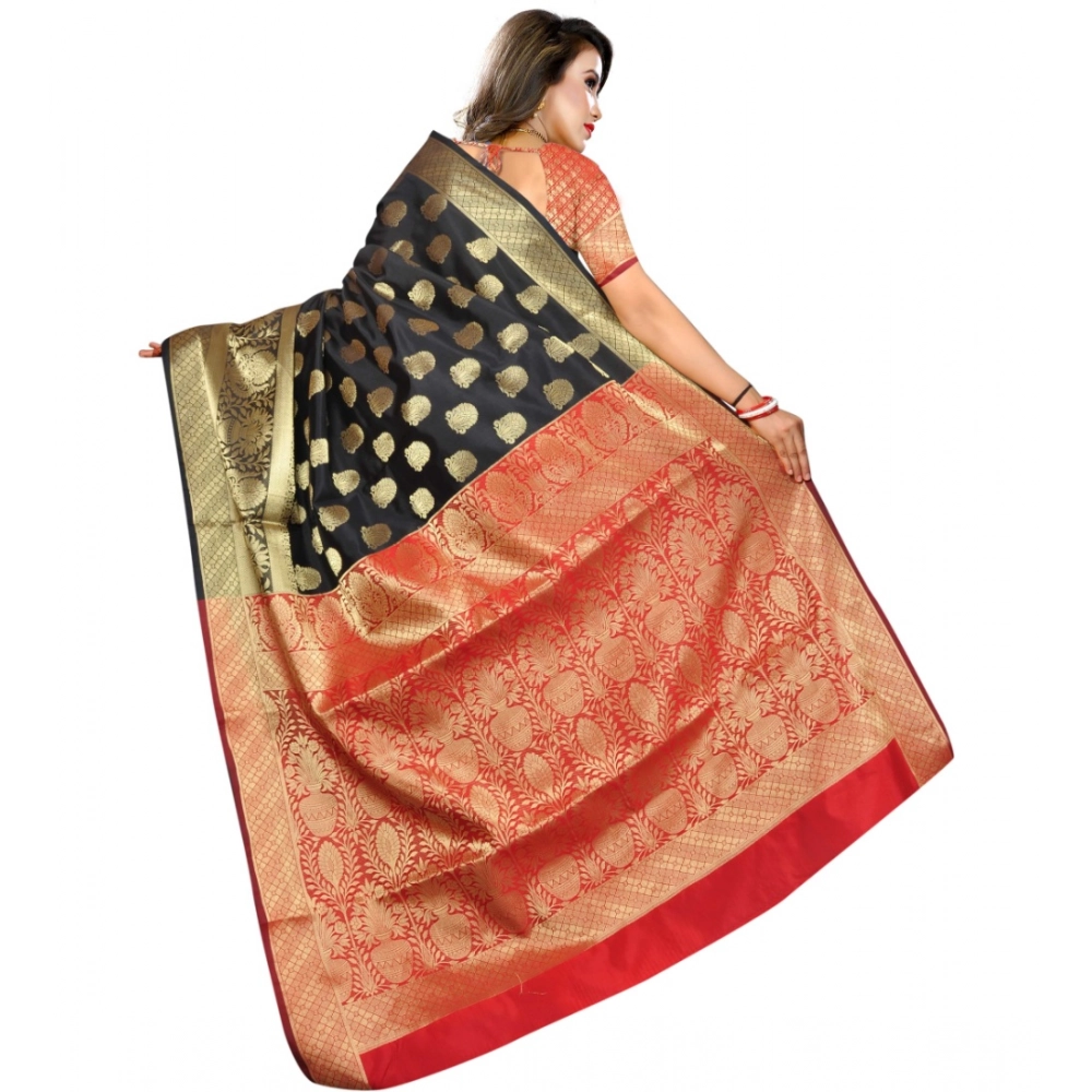 generic women's jacquard woven saree with unstitched blouse 5.5mtr (black) generic women's jacquard woven saree with unstitched blouse 5.5mtr (black)