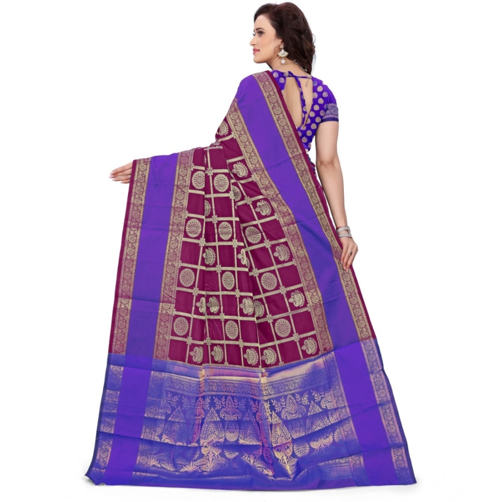 generic women's jacquard woven saree with unstitched blouse 5.5mtr (purple) generic women's jacquard woven saree with unstitched blouse 5.5mtr (purple)