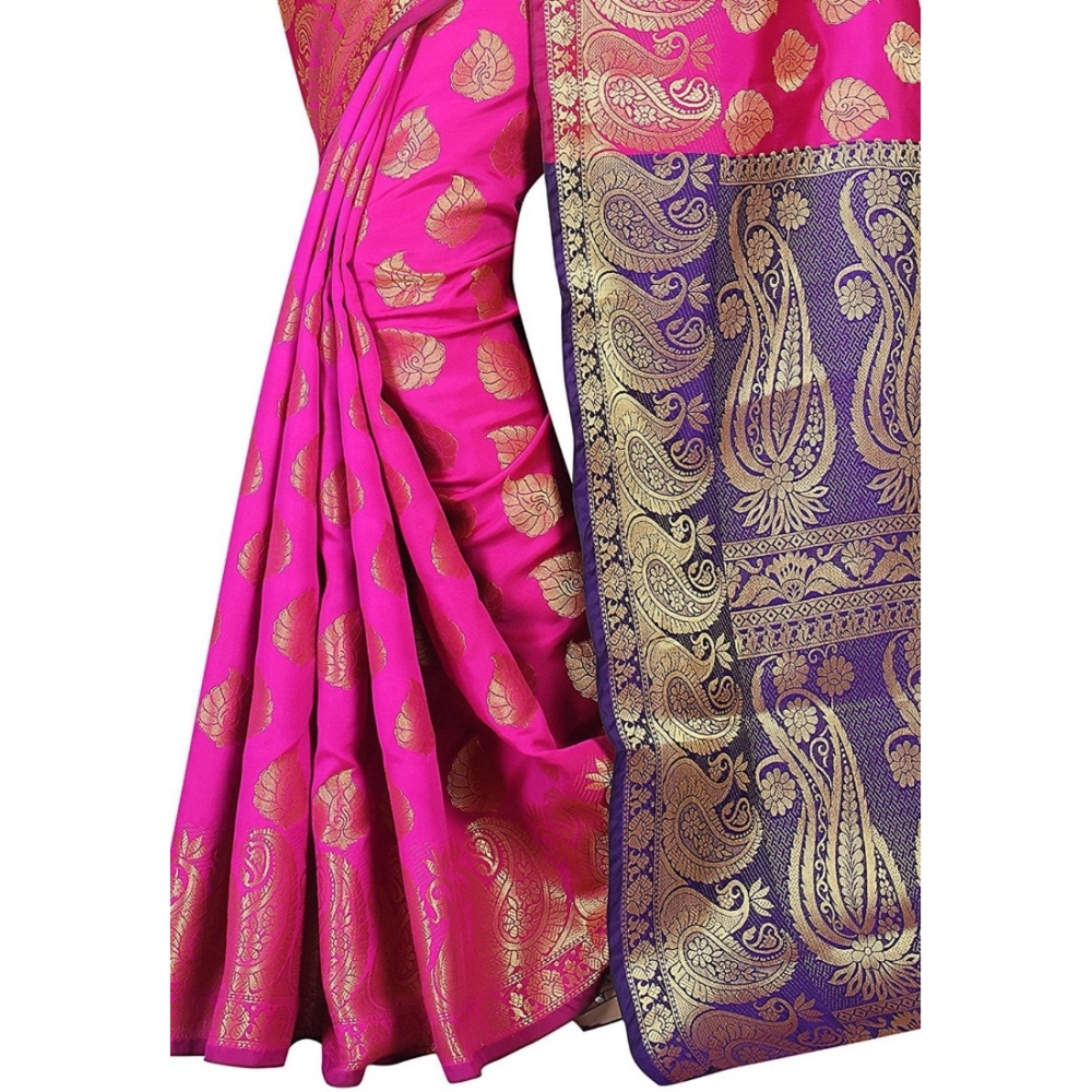 generic women's jacquard woven saree with unstitched blouse 5.5mtr (pink) generic women's jacquard woven saree with unstitched blouse 5.5mtr (pink)