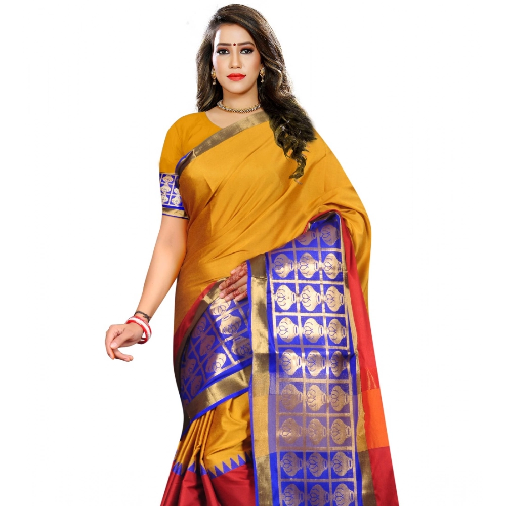 generic women's jacquard woven saree with unstitched blouse 5.5mtr (mustard) generic women's jacquard woven saree with unstitched blouse 5.5mtr (mustard)