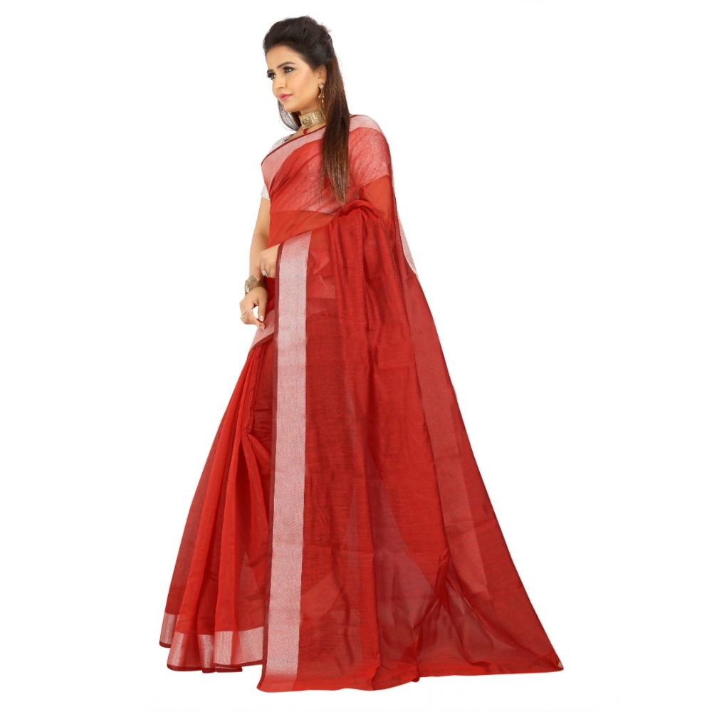 generic women's cotton silk self design saree with unstitched blouse 5.5mtr (red) generic women's cotton silk self design saree with unstitched blouse 5.5mtr (red)