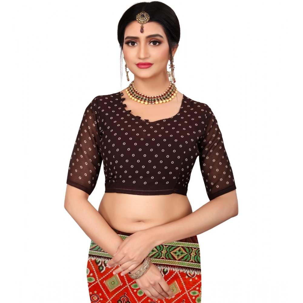 generic women's georgette floral print saree with unstitched blouse 5.5mtr (orange) generic women's georgette floral print saree with unstitched blouse 5.5mtr (orange)