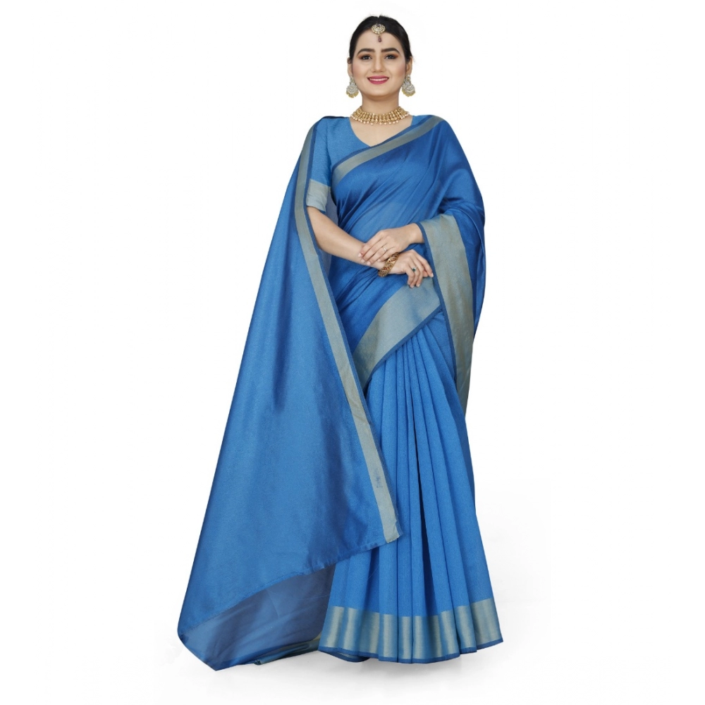generic women's cotton silk self design saree with unstitched blouse 5.5mtr (light blue) generic women's cotton silk self design saree with unstitched blouse 5.5mtr (light blue)