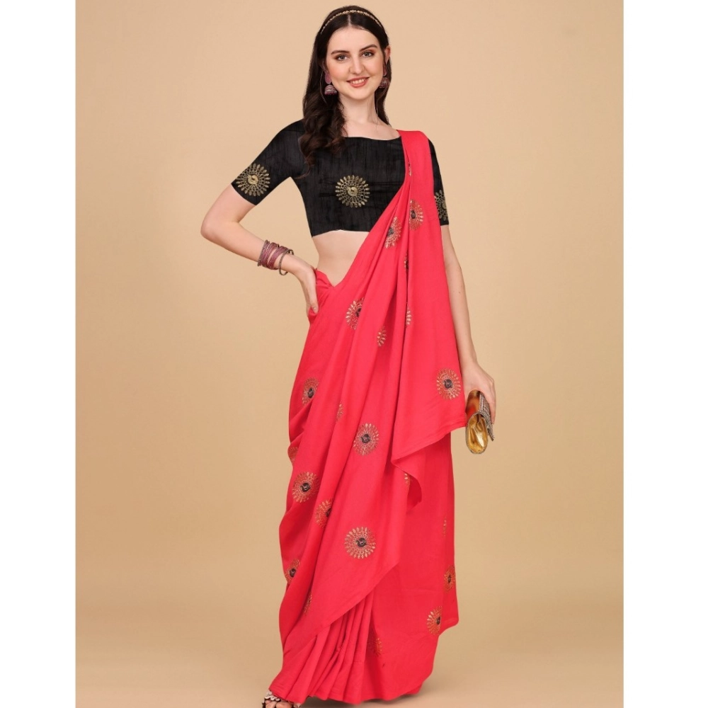 generic women's silk blend embroidered saree with unstitched blouse 5.5mtr (pink) generic women's silk blend embroidered saree with unstitched blouse 5.5mtr (pink)