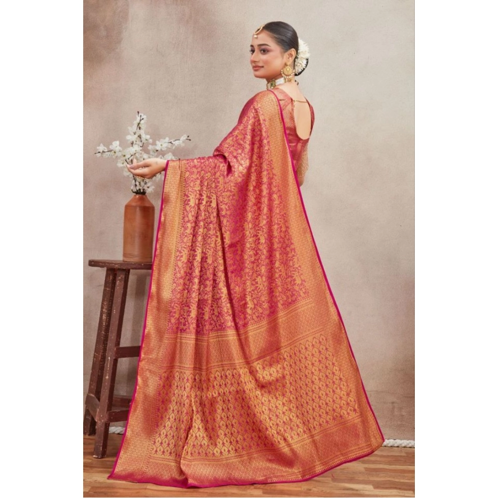 generic women's silk blend floral printed saree with unstitched blouse 5.5mtr (pink) generic women's silk blend floral printed saree with unstitched blouse 5.5mtr (pink)