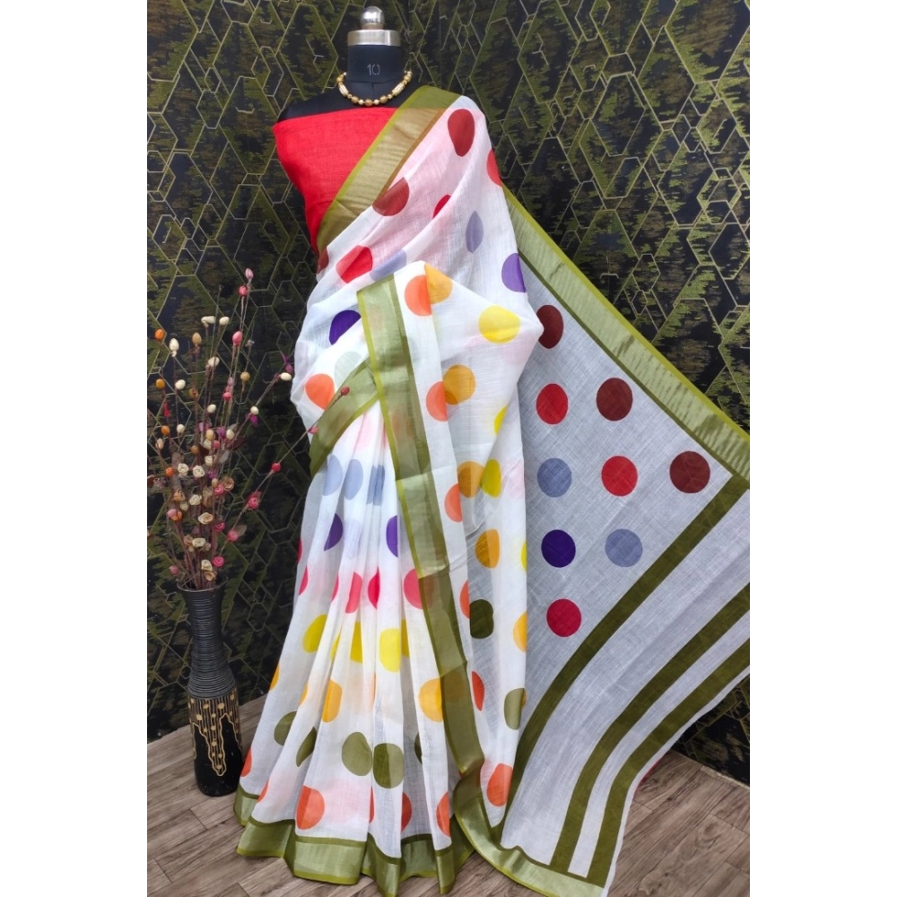 generic women's cotton linen printed saree with unstitched blouse 5.5mtr (multicolor) generic women's cotton linen printed saree with unstitched blouse 5.5mtr (multicolor)