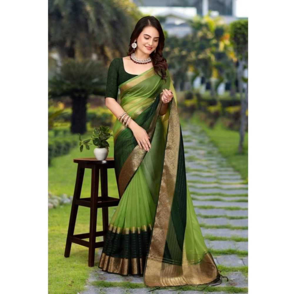 generic women's khadi cotton solid saree with unstitched blouse 5.5mtr (green) generic women's khadi cotton solid saree with unstitched blouse 5.5mtr (green)
