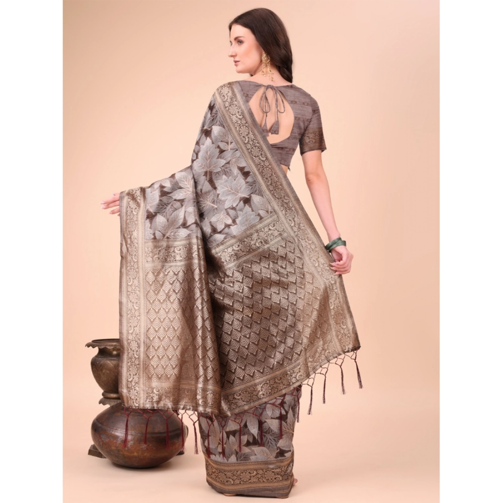 generic women's cotton printed saree with unstitched blouse 5.5mtr (brown) generic women's cotton printed saree with unstitched blouse 5.5mtr (brown)