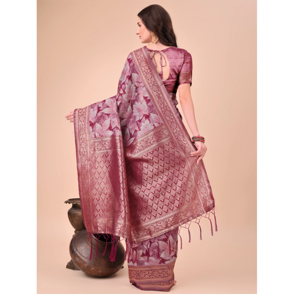 generic women's cotton printed saree with unstitched blouse 5.5mtr (magenta) generic women's cotton printed saree with unstitched blouse 5.5mtr (magenta)