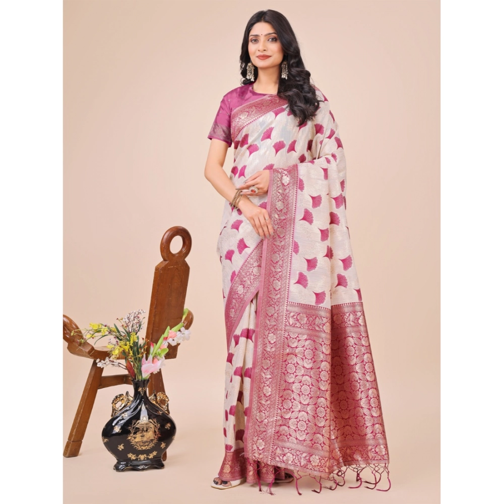 generic women's linen cotton printed saree with unstitched blouse 5.5mtr (magenta) generic women's linen cotton printed saree with unstitched blouse 5.5mtr (magenta)