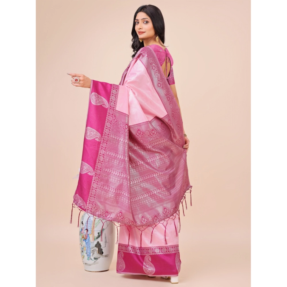 generic women's lichi silk printed saree with unstitched blouse 5.5mtr (light pink) generic women's lichi silk printed saree with unstitched blouse 5.5mtr (light pink)
