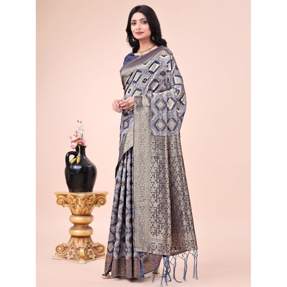 generic women's cotton printed saree with unstitched blouse 5.5mtr (navy blue) generic women's cotton printed saree with unstitched blouse 5.5mtr (navy blue)