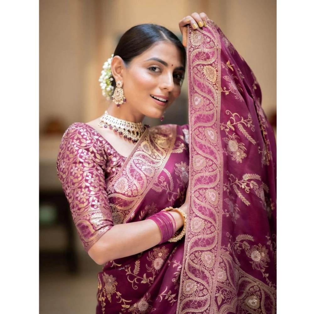 generic women's silk printed saree with unstitched blouse 5.5mtr (wine) generic women's silk printed saree with unstitched blouse 5.5mtr (wine)