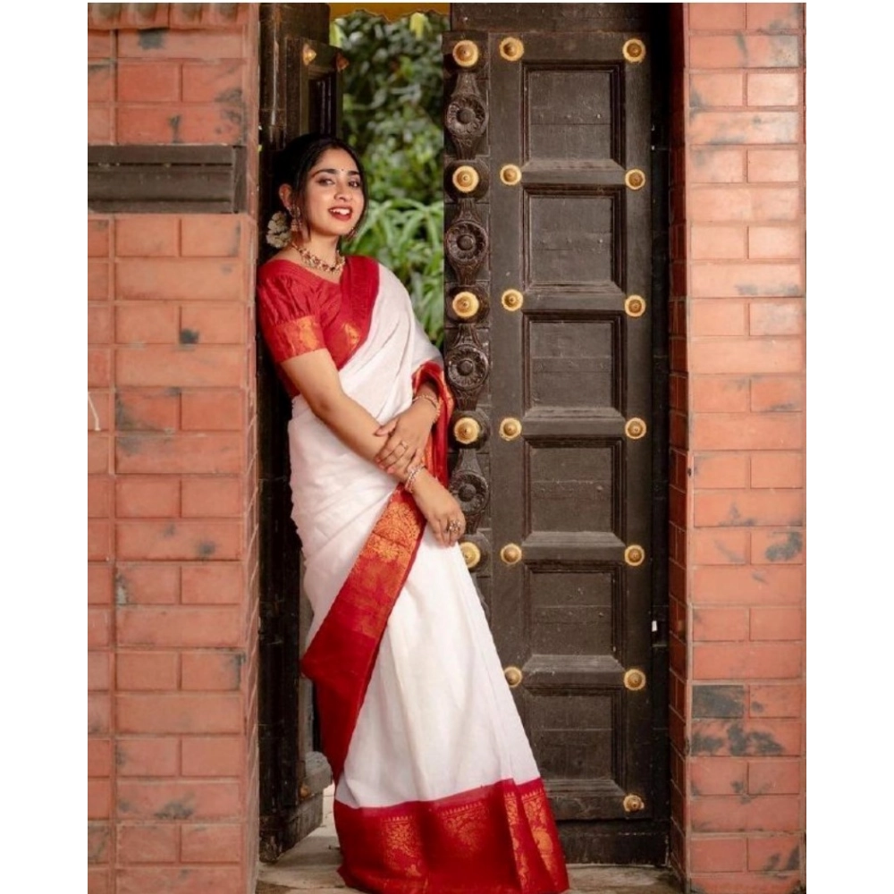 generic women's silk printed saree with unstitched blouse 5.5mtr (white) generic women's silk printed saree with unstitched blouse 5.5mtr (white)