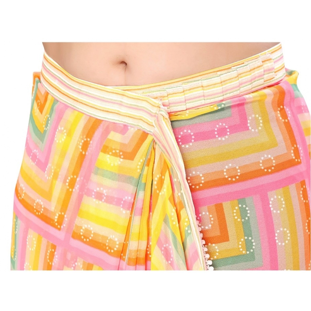 generic women's small lace georgette printed ready to wear saree with unstitched blouse 5.5 mtr (yellow) generic women's small lace georgette printed ready to wear saree with unstitched blouse 5.5 mtr (yellow)