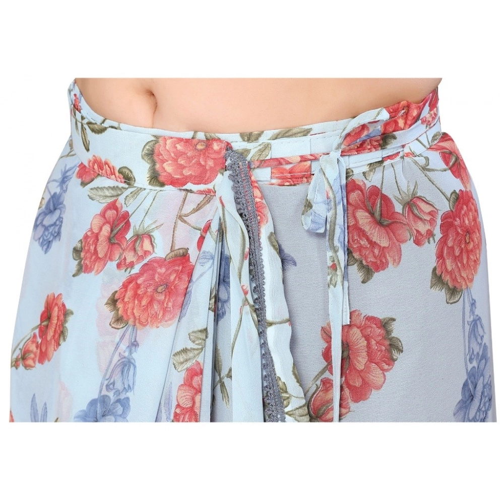 generic women's small lace georgette printed ready to wear saree with unstitched blouse 5.5 mtr (sky blue) generic women's small lace georgette printed ready to wear saree with unstitched blouse 5.5 mtr (sky blue)