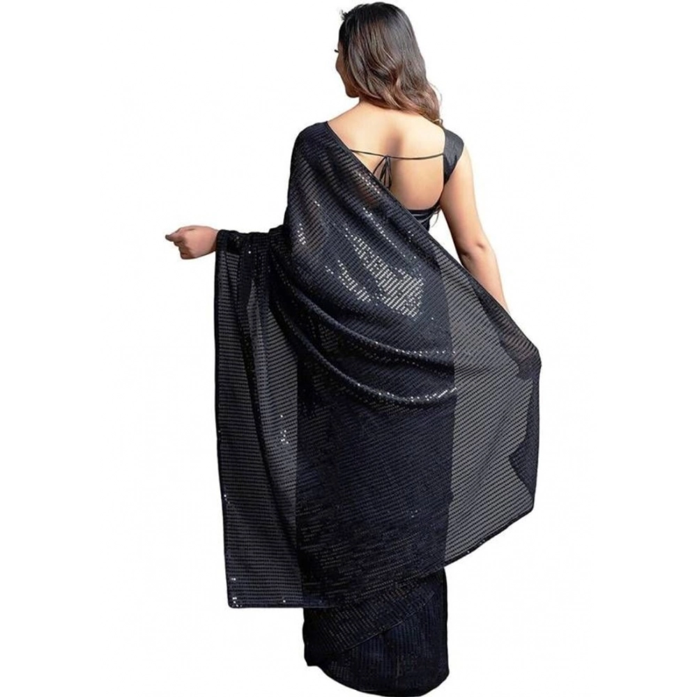 generic women's georgette embellished sequnece bollywood saree with unstitched blouse 5.5mtr (black) generic women's georgette embellished sequnece bollywood saree with unstitched blouse 5.5mtr (black)
